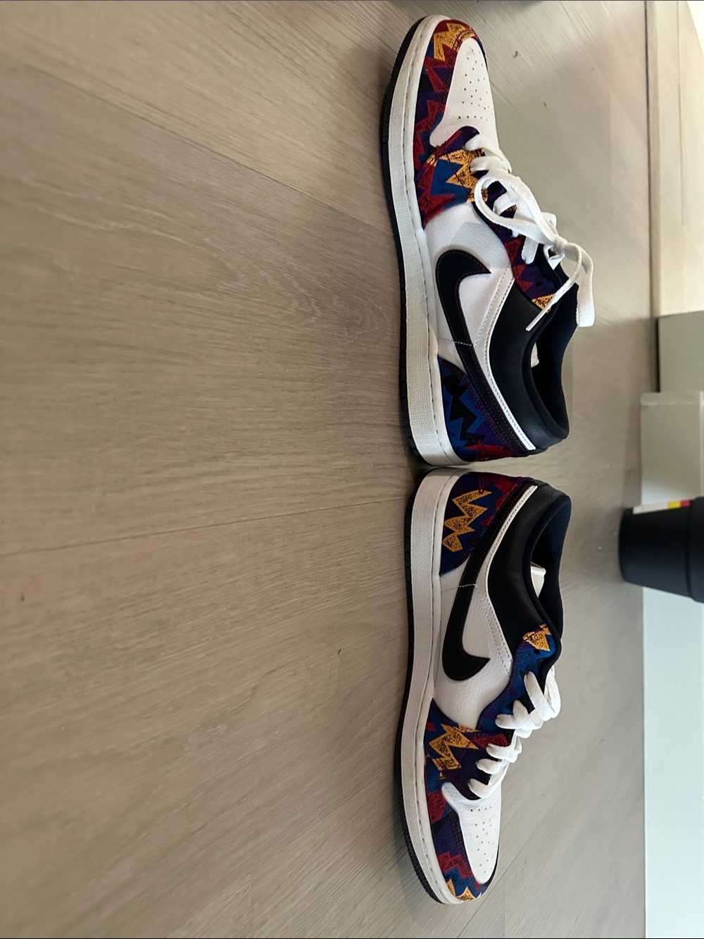 Nike Air Jordan 1 for Low-Top Sneakers - White, Black & Multicolor Zigzag - Picture 3 of 4
